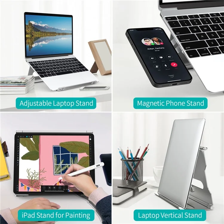 L1 Aluminum Alloy Folding Notebook Stand Adjustable Tablet Holder Cooling Riser for 10-17inch Laptop
