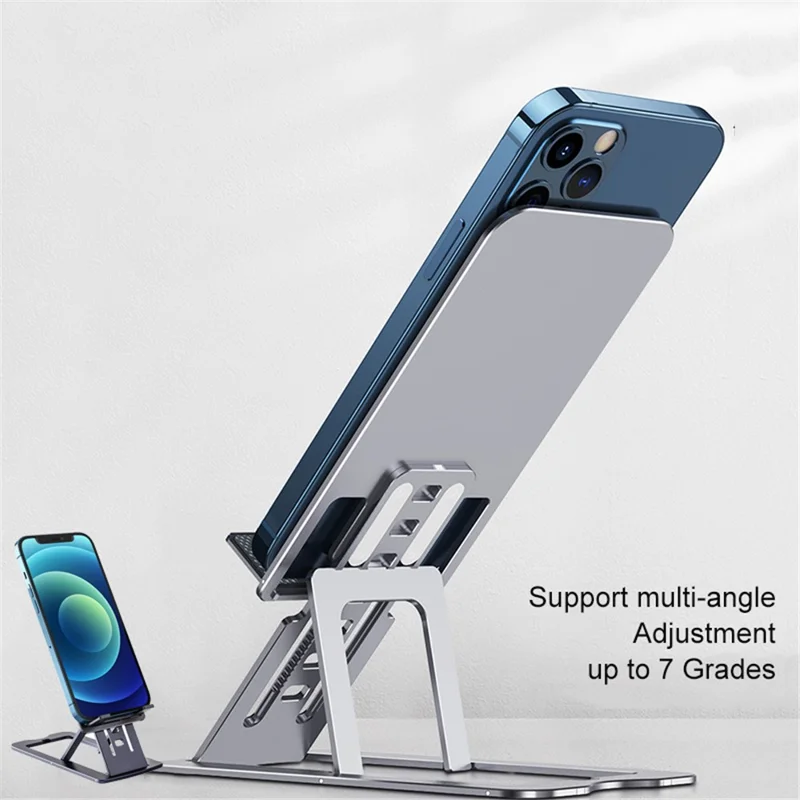 TC04 Cell Phone Stand Holder Height Angle Adjustable Hard Aluminum Alloy Desktop Phone Desk Mount Holder - Grey