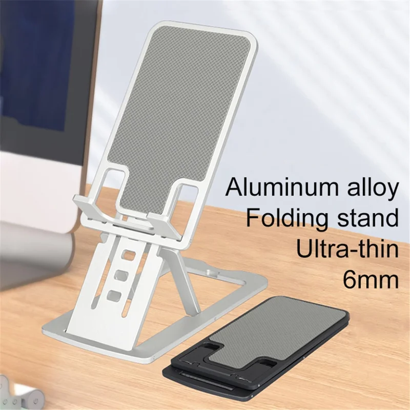 TC04 Cell Phone Stand Holder Height Angle Adjustable Hard Aluminum Alloy Desktop Phone Desk Mount Holder - Grey