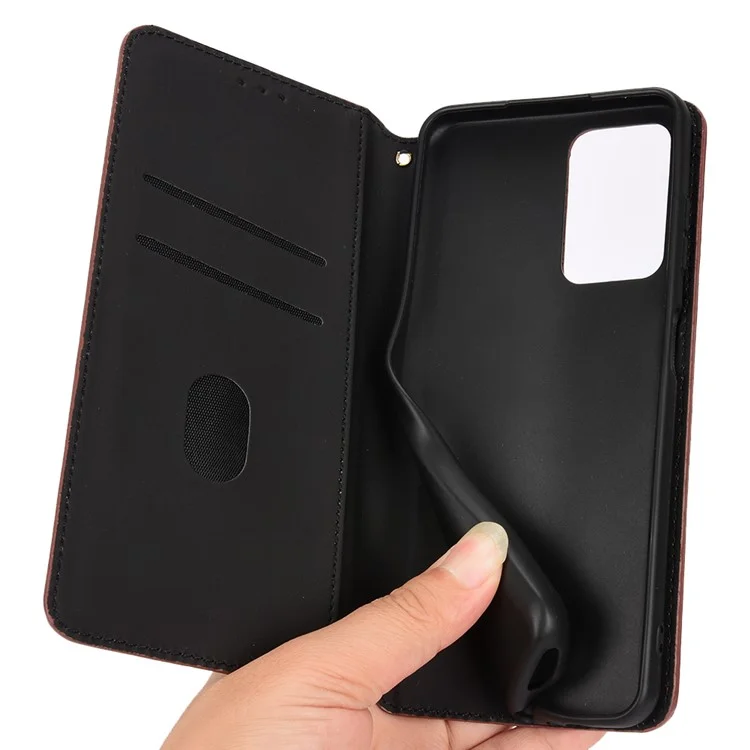 Pour ZTE Blade A72/Blade V40 Vita Rhombus Imprinted Phone Case Magnetic Auto Closing PU Leather Wallet Stand Shell - Noir