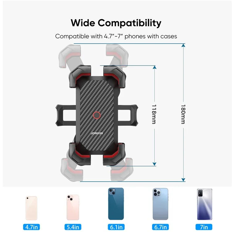 JOYROOM JR-ZS288 Motorcycle Rearview Mirror Mount for 4.7-7 Inch Mobile Phone Holder Bracket