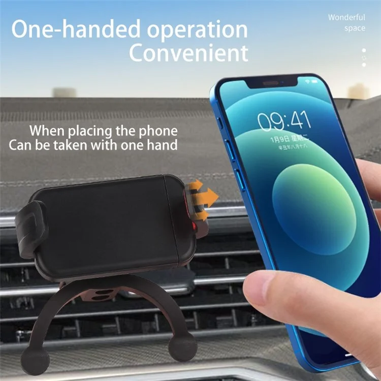 JY-61 Car Air Vent Mount Stand Car Navigation Phone Holder 360-Degree Rotatable for Cell Phones and Tablets - Black
