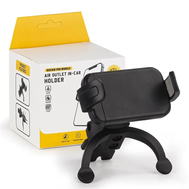 JY-61 Car Air Vent Mount Stand Car Navigation Phone Holder 360-Degree Rotatable for Cell Phones and Tablets - Black