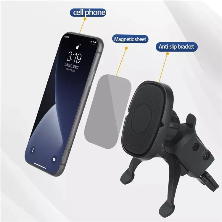 JY-A20 Car Magnetic Phone Mount Air Vent Cell Phone Holder Universal Rotation Car Phone Holder Cradle for GPS Convenient Navigation
