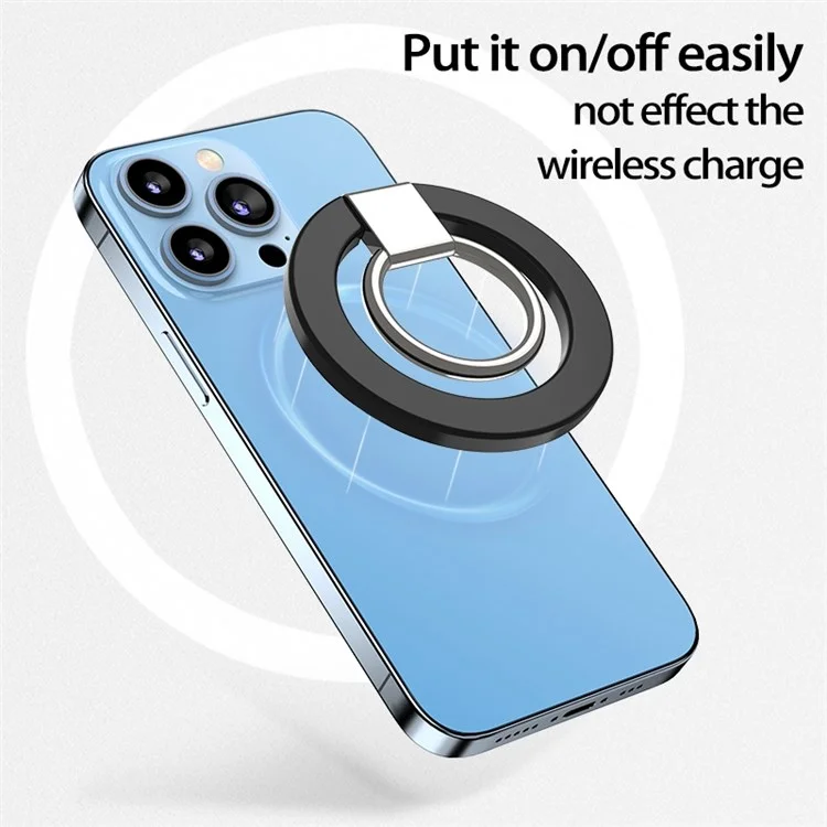 Compatibile con gli accessori MagSafe Supporto magnetico per telefono con anello Compatibile con iPhone 13 / 12 Serie Anello regolabile per dita Supporto a 360 gradi Rotazione 180 gradi Piegatura - Nero
