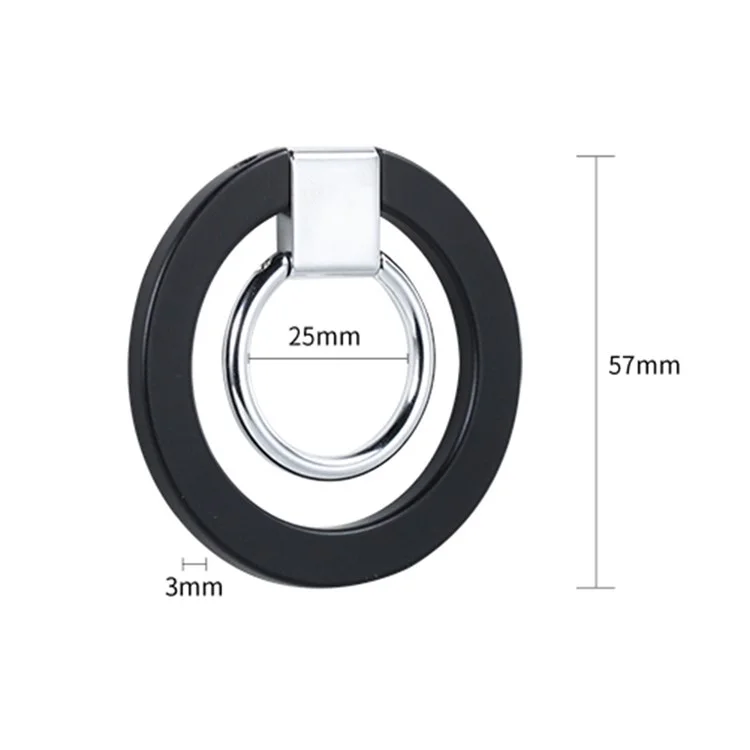 Compatible with MagSafe Accessories Magnetic Phone Ring Holder Compatible with iPhone 13 / 12 Series Adjustable Finger Ring Grip Stand Support 360-degree Rotating 180-degree Folding - Black