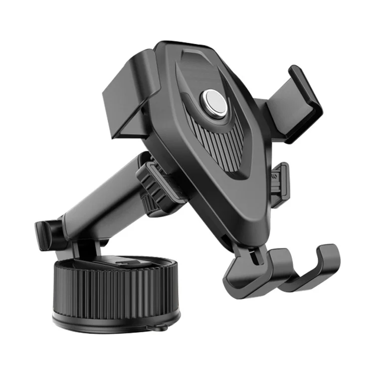 JY-052 Long Arm Suction Cup Phone Mount Car Dashboard Windshield Hands-Free Cell Phone Holder for Smart Devices Between 68mm-95mm Width - Black