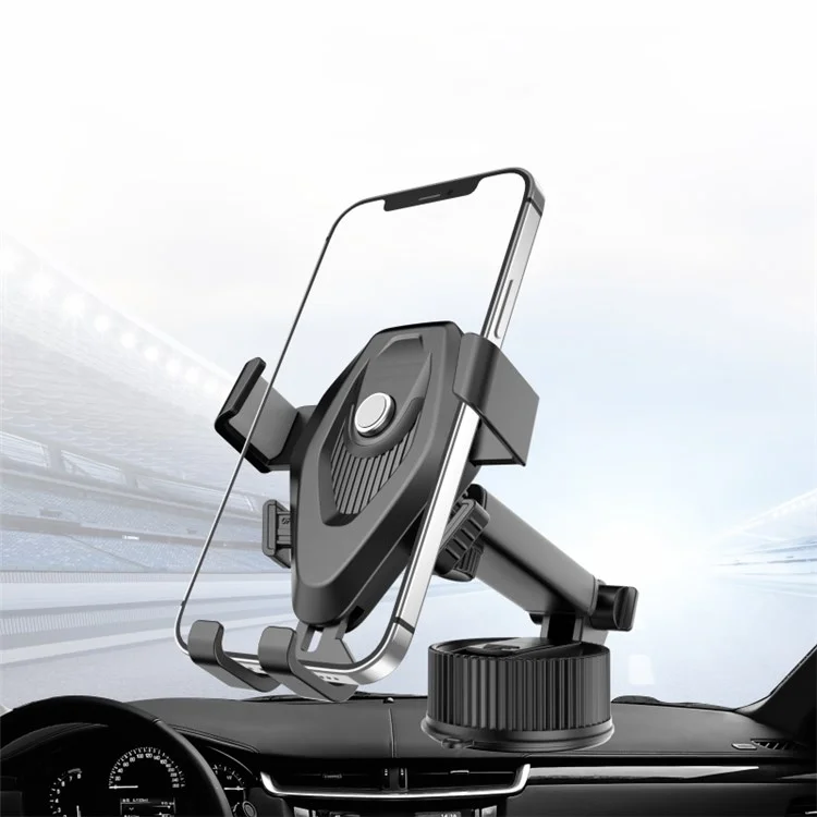 JY-052 Long Arm Suction Cup Phone Mount Car Dashboard Windshield Hands-Free Cell Phone Holder for Smart Devices Between 68mm-95mm Width - Grey