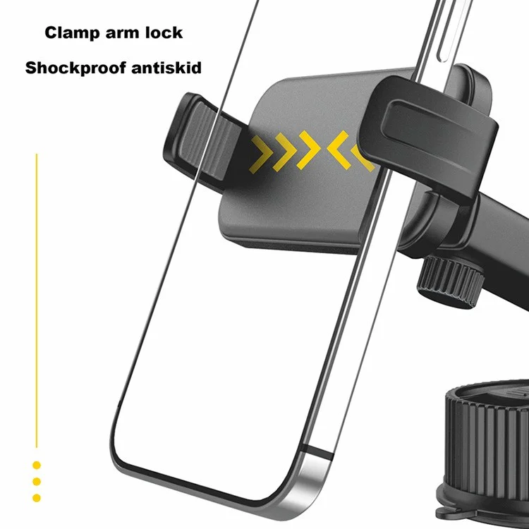 JY-61 Windshield Dashboard Car Cell Phone Holder Mount Hands-Free Cell Phone Clip for Smart Devices Between 68mm-95mm Width - Grey