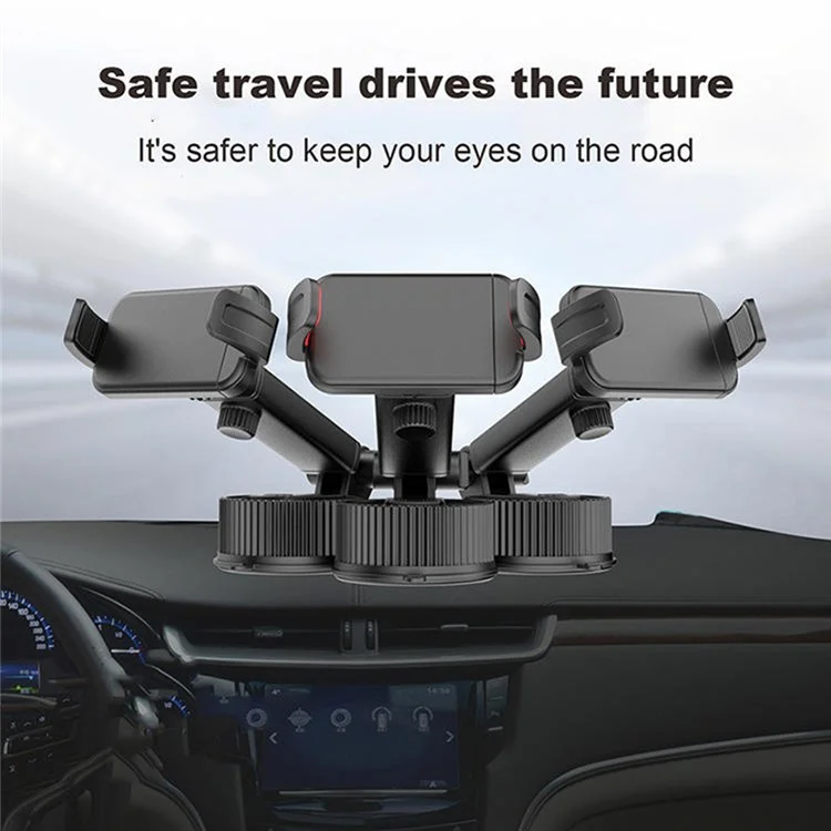 JY-61 Windshield Dashboard Car Cell Phone Holder Mount Hands-Free Cell Phone Clip for Smart Devices Between 68mm-95mm Width - Grey