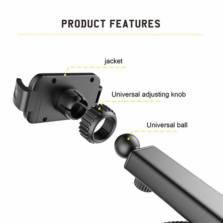 JY-61 Windshield Dashboard Car Cell Phone Holder Mount Hands-Free Cell Phone Clip for Smart Devices Between 68mm-95mm Width - Grey