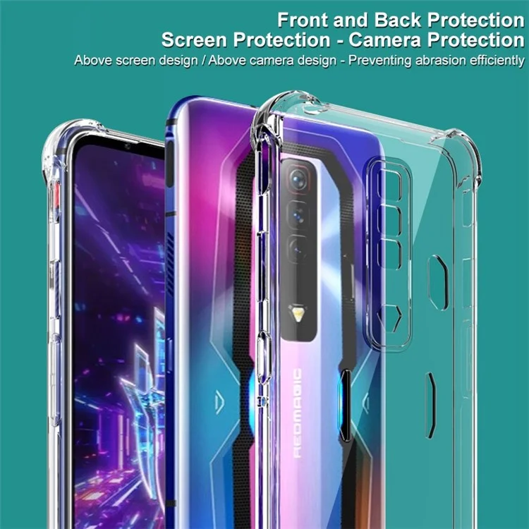 IMAK TPU Case per ZTE nubia Red Magic 7, Airbag Antishock Trasparente TPU Custodia Telefonica con Protezione Schermo - Trasparente