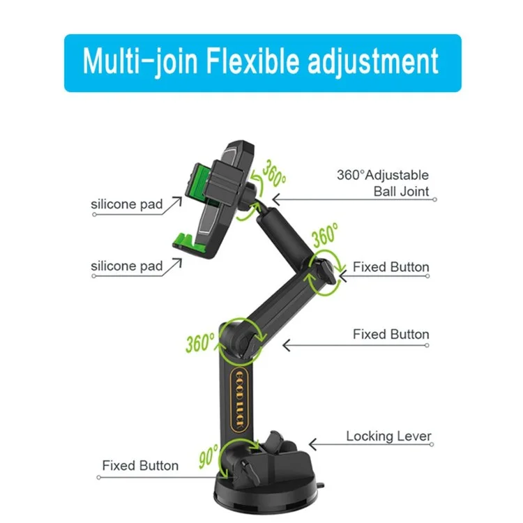 Dashboard GPS Telefon Mount Mount Arm Regolabile Porta Del Telefono Del Parabrezza Universale Per 4-7,2 Pollici Smartphone - Verde