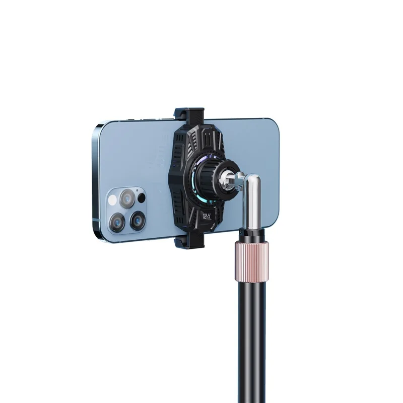 R-JUST HZ20 Universal Cell Phone Clip Stand Cooling Semiconductor Radiator Desk Holder Mobile Phone Stand Portable Phone Desktop Mount Holder - Black