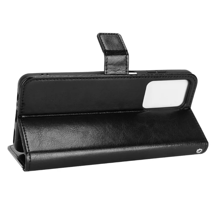 Para ZTE Blade A72/Blade V40 Vita Split Leather+TPU Folio Folio Phone Phone Stand de Textura de Caballo de Caballos - Negro