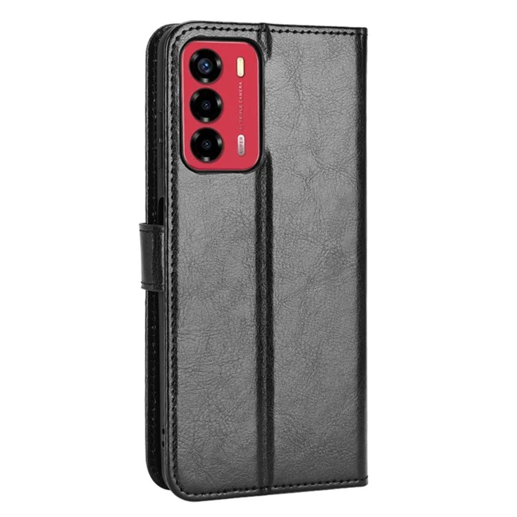 Pour ZTE Blade A72 / Blade V40 Vita Split Leather + Tpu Portefeuille Folio Téléphone Crazy Horse Texture Stand Anti-scratch Phone Shell Shell - le Noir