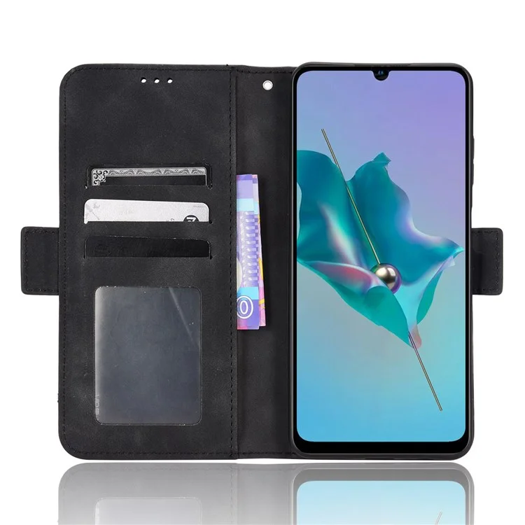 For ZTE Blade A72/V40 Vita Multiple Card Slots PU Leather Stand Case Drop-proof Wallet Phone Cover - Black