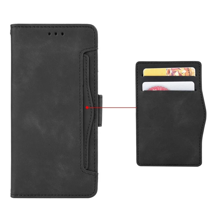 For ZTE Blade A72/V40 Vita Multiple Card Slots PU Leather Stand Case Drop-proof Wallet Phone Cover - Black