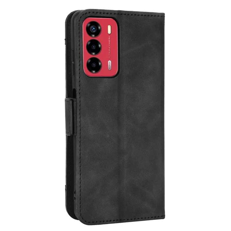 For ZTE Blade A72/V40 Vita Multiple Card Slots PU Leather Stand Case Drop-proof Wallet Phone Cover - Black