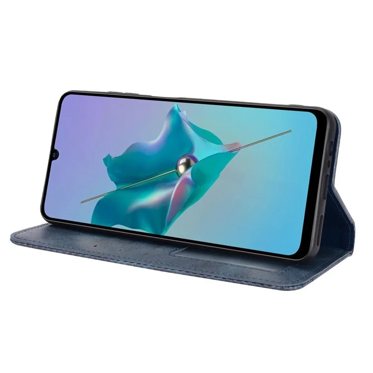 Für ZTE Blade A72/V40 Vita Mosaic Imprinted Retro Leather Stand Case Magnetischer Verschluss Geldbörse Handyhülle - Blau