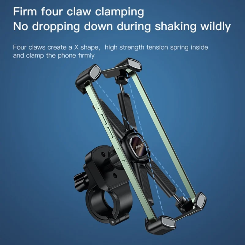 YESIDO C191 Universal Bicycle Handlebar Phone Holder Rack 360-degree Rotatable Motorcycle Scooter Smartphone X-shape Stand Cycling Accessories