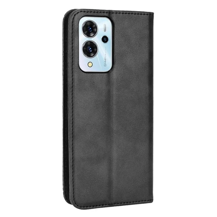 Für ZTE Blade V40 Pro Mosaic Imprinted Wallet Phone Case Retro Texture PU Leather Stand Hidden Magnet Folio Book Cover - Schwarz