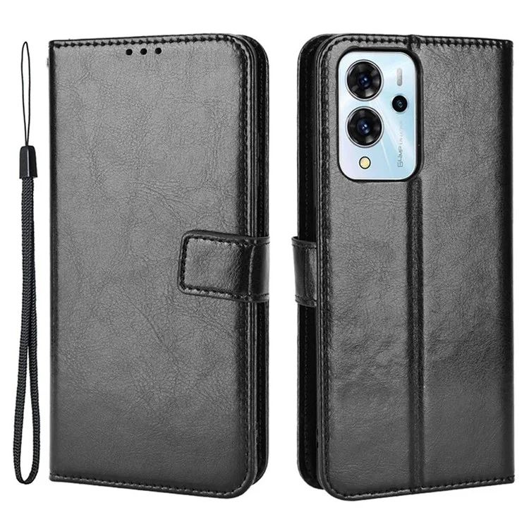 Para ZTE Blade V40 Pro de Billetera de Cuero Magnetic Magnetic Horse Texture Visioning Stand Folio Book Cover With Strap Store - Negro