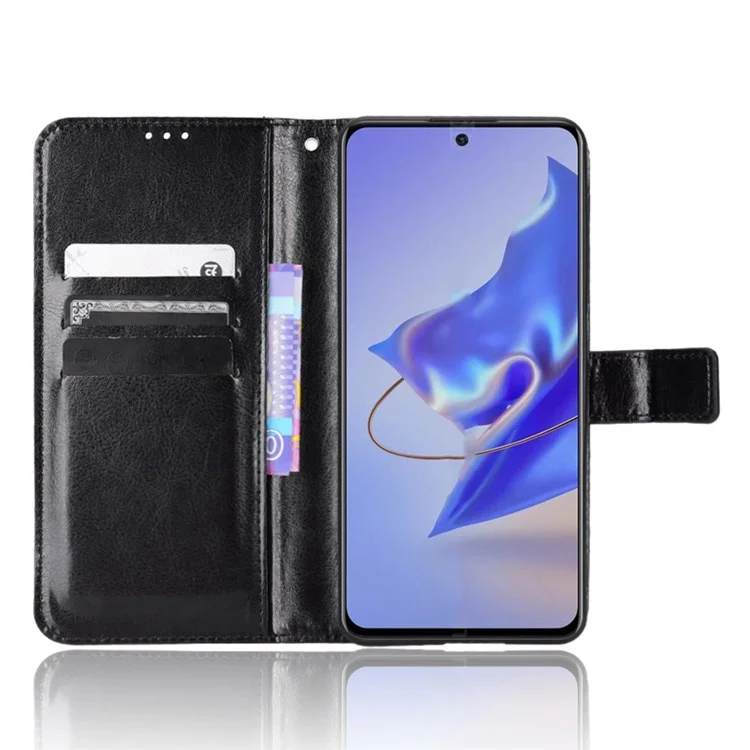 Para ZTE Blade V40 Pro de Billetera de Cuero Magnetic Magnetic Horse Texture Visioning Stand Folio Book Cover With Strap Store - Negro
