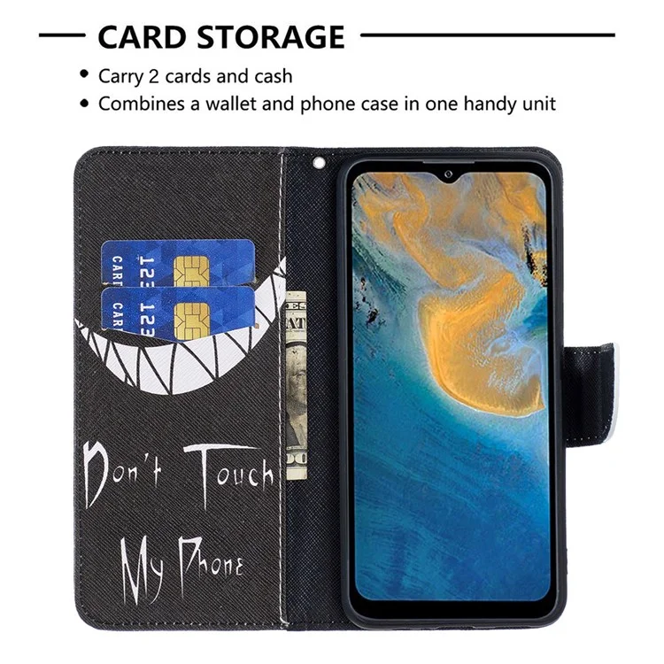 For ZTE Blade A51 Phone Case Pattern Printing PU Leather Wallet Stand Cover - Don't Touch My Phone