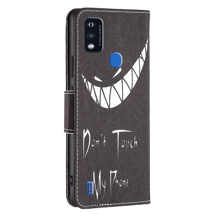 For ZTE Blade A51 Phone Case Pattern Printing PU Leather Wallet Stand Cover - Don't Touch My Phone