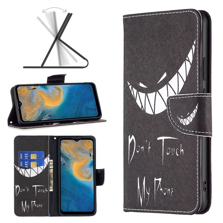 For ZTE Blade A51 Phone Case Pattern Printing PU Leather Wallet Stand Cover - Don't Touch My Phone