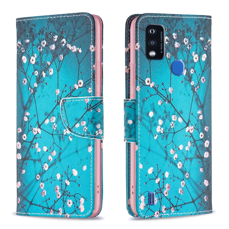 For ZTE Blade A51 Phone Case Pattern Printing PU Leather Wallet Stand Cover - Winter Sweet