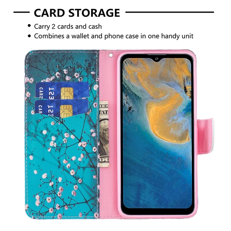 For ZTE Blade A51 Phone Case Pattern Printing PU Leather Wallet Stand Cover - Winter Sweet