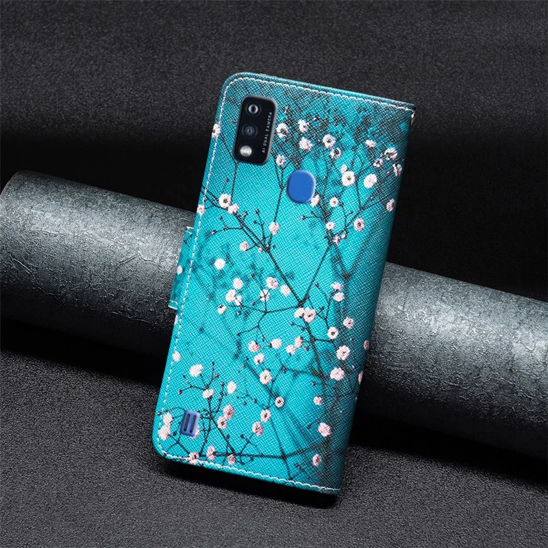 For ZTE Blade A51 Phone Case Pattern Printing PU Leather Wallet Stand Cover - Winter Sweet