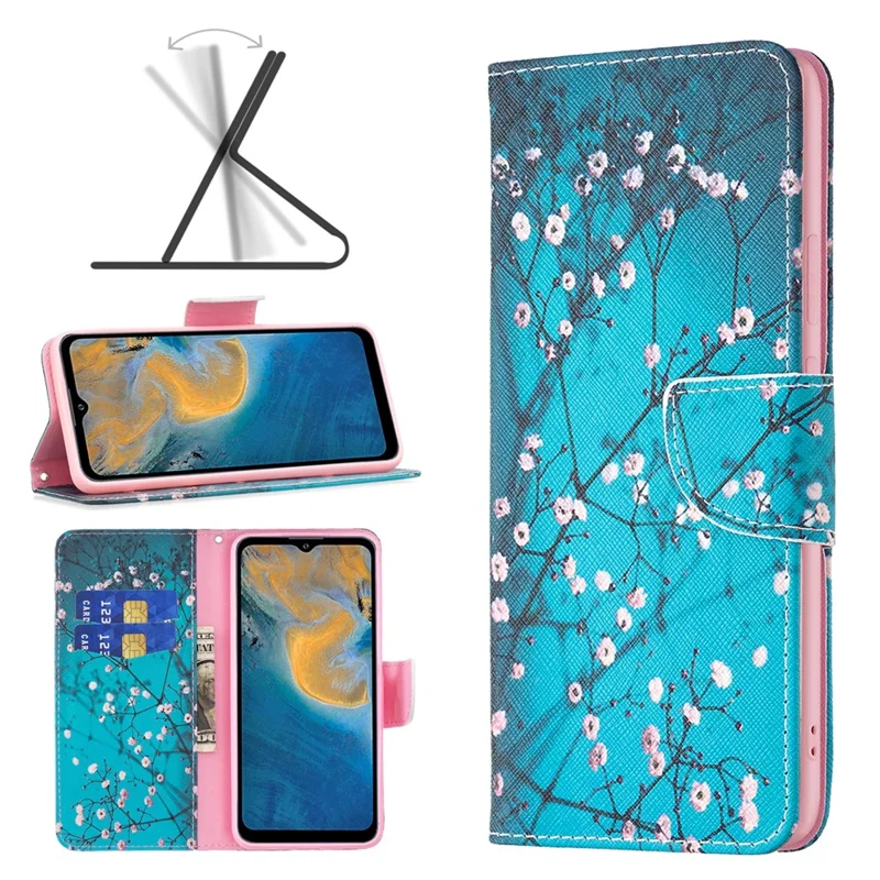 For ZTE Blade A51 Phone Case Pattern Printing PU Leather Wallet Stand Cover - Winter Sweet