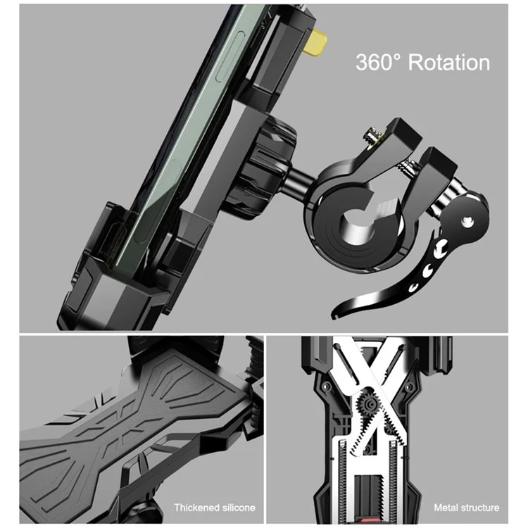 Teléfono de Motocicleta FL-201 FL-201 FL-201 Flimplado Teléfono de la Bicicleta Electromóvil Scooter Del Teléfono Celular Scooter Clip Para 4.7 ''- 6.9 '' Teléfonos Celulares - Negro