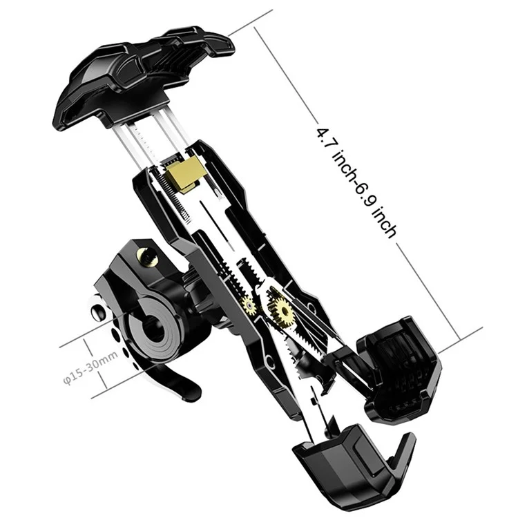 Teléfono de Motocicleta FL-201 FL-201 FL-201 Flimplado Teléfono de la Bicicleta Electromóvil Scooter Del Teléfono Celular Scooter Clip Para 4.7 ''- 6.9 '' Teléfonos Celulares - Negro