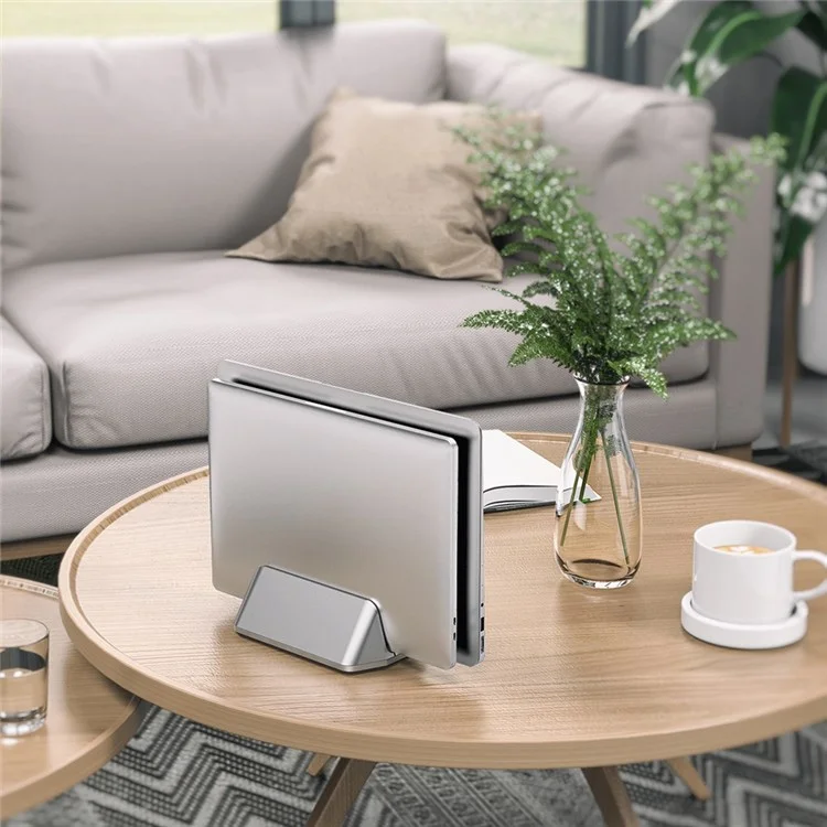 LS-02 Vertical Laptop Stand Dual Upright Desktop Stand Holder Charging Bracket for Laptops/Tablets - Grey