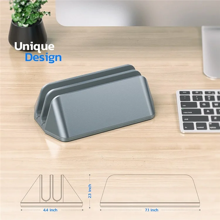 LS-02 Vertical Laptop Stand Dual Upright Desktop Stand Holder Charging Bracket for Laptops/Tablets - Grey