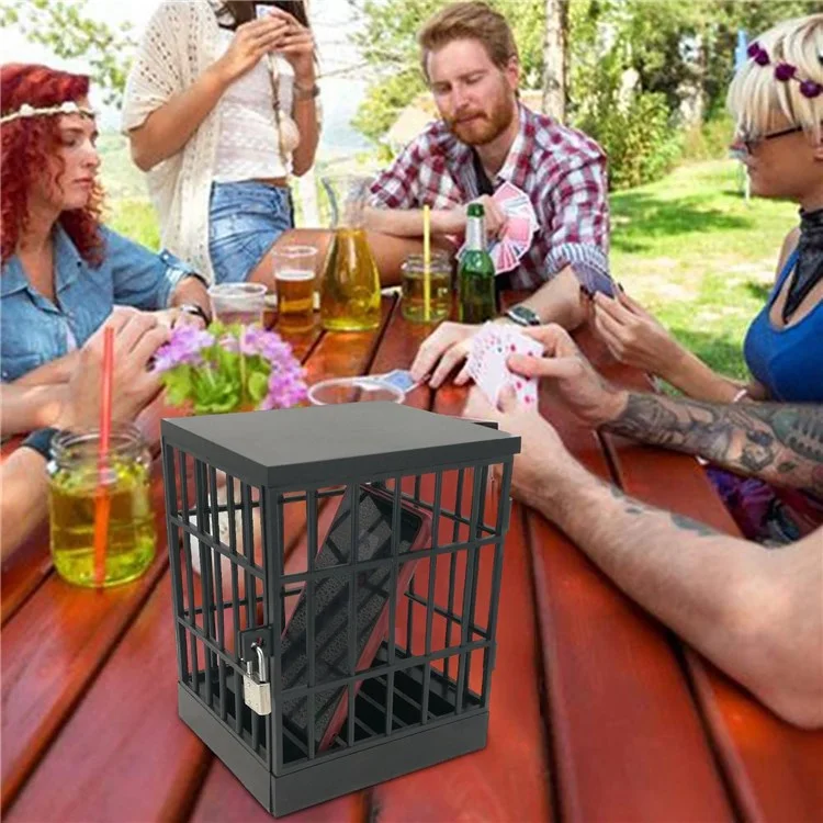 Cárcel para Teléfonos Móviles Creativa Teléfono Móvil Celda Prisión Teléfonos Móviles Almacenamiento Jaula Bloqueo Seguro Soporte para Teléfono Inteligente para Aula Hogar Oficina Fiesta - Negro