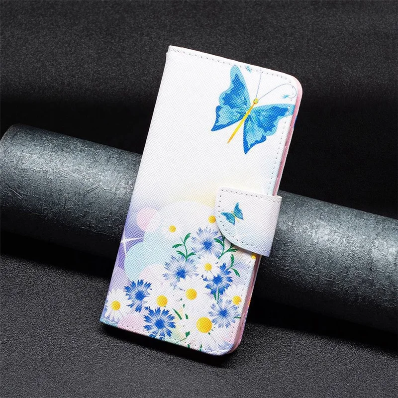 For ZTE Blade A31 Phone Case Pattern Printing PU Leather Wallet Stand Cover - Butterfly and Flowers