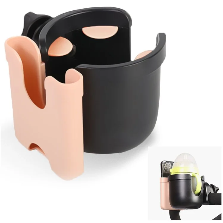 Infant Baby Stroller 2-in-1 ABS Milk Bottle Cup Holder Organizer with Phone Holder - Pink