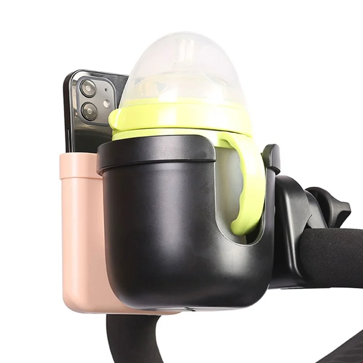 Infant Baby Stroller 2-in-1 ABS Milk Bottle Cup Holder Organizer with Phone Holder - Pink
