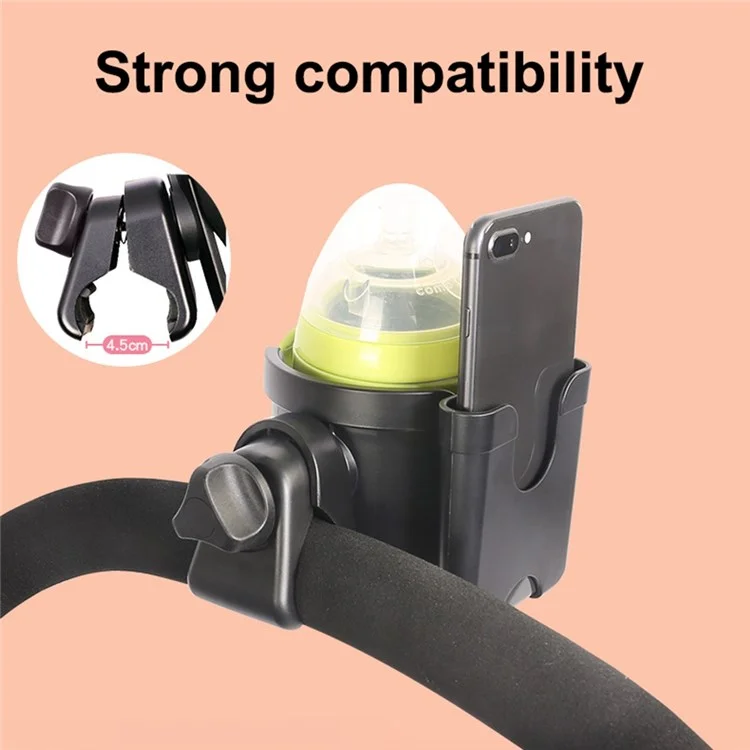 Infant Baby Stroller 2-in-1 ABS Milk Bottle Cup Holder Organizer with Phone Holder - Pink