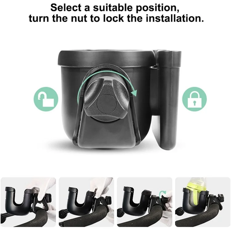 Infant Baby Stroller 2-in-1 ABS Milk Bottle Cup Holder Organizer with Phone Holder - Pink