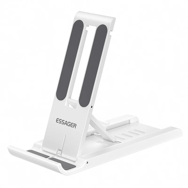 ESSAGER Portable Mobile Phone Holder Adjustable Foldable Desktop Phone Bracket Stand - White