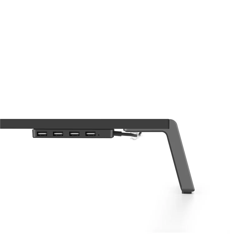 ID-20U Monitor Ergonômico Riser Metal Metal Stand Riser Anti-slip Lapter Titular Com Portas USB Para Organização de Desktop - Preto
