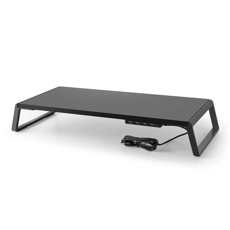 ID-20U Monitor Ergonômico Riser Metal Metal Stand Riser Anti-slip Lapter Titular Com Portas USB Para Organização de Desktop - Preto