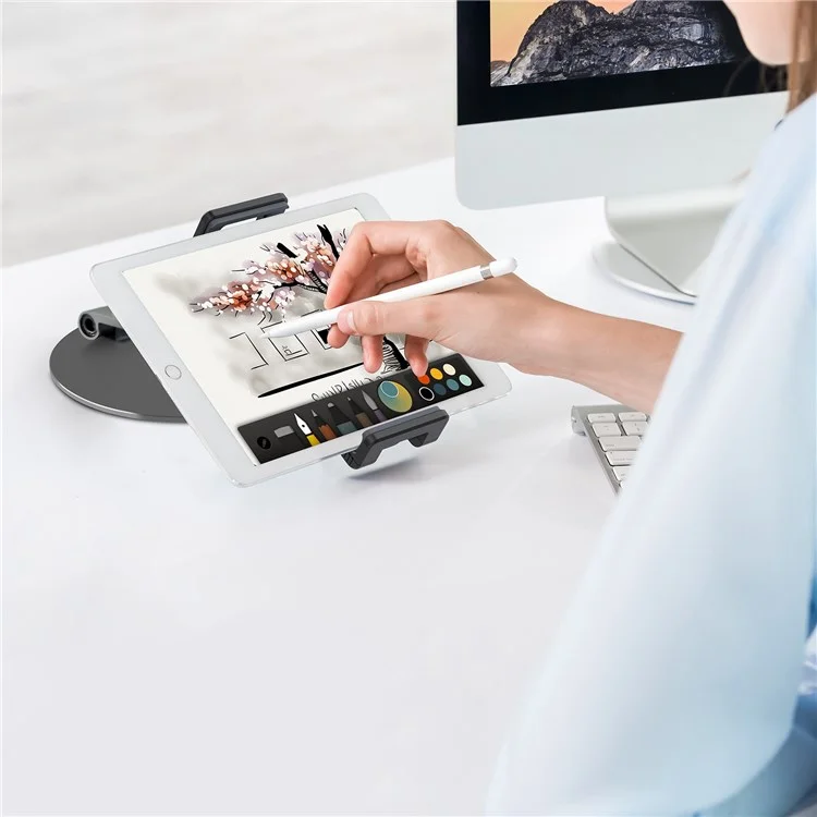 AP-7CN Desktop Tablet Phone Holder Adjustable Angle Aluminum Alloy Live Streaming Learning Tablet Bracket Stand - Dark Grey