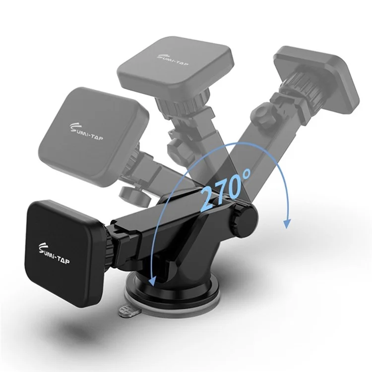 SUMI-TAP STH-S04Y Retractable Magnetic Bracket Car Mount Phone Holder Adjustable Dashboard Phone Stand for Various Mobile Phones - Black